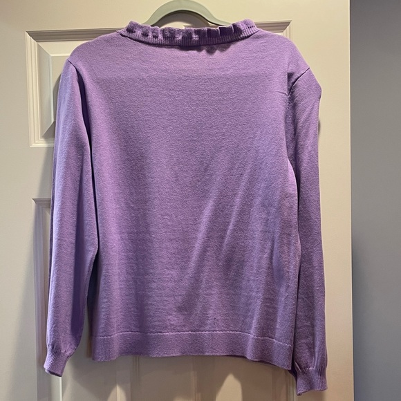 Talbots Lavender Ruffled Neck Sweater - Picture 2 of 8